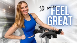 30minute MOODBOOSTING HIIT Cardio Indoor Cycling Workout [upl. by Enneite]