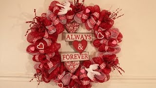 Valentines Day Deco Mesh Wreath Tutorial [upl. by Eseilana385]