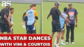 NBA star dominates Real Madrid training Connects with Vinicius recreates Bellinghams iconic ce [upl. by Yllor677]