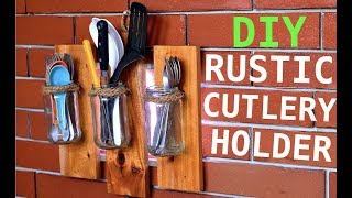 How to make a Rustic Wooden Cutlery Holder [upl. by Anilecram]