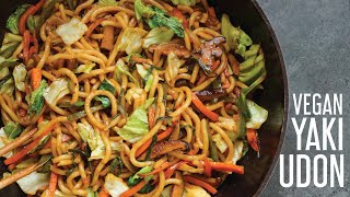 Vegan Yaki Udon  Japanese StirFried Thick Wheat Noodles [upl. by Sherar]