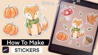 How to make stickers using Procreate  Draw With Me 🍂 Fall Sticker Sheet [upl. by Itin962]