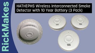 HATHEPHS Wireless Interconnected Smoke Detector with 10 Year Battery 3 Pack [upl. by Zelda]