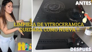 Como LIMPIAR LA VITROCERAMICA RÁPIDO y FÁCIL CON VINAGRE Y BICARBONATO quedara COMO NUEVA  😱😱 [upl. by Nomyad649]