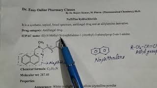 Naftifine hydrochlorideAntifungal drugStructureIUPAC Name UsesDiploma in Pharmacy PharmChem [upl. by Buchbinder260]