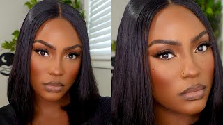 HOW TO WEAR A WIG OVER LOCS QT HAIR REVIEW 5x5 GLUELESS 12quot YAKI STRAIGHT BOB [upl. by Eelrebma433]