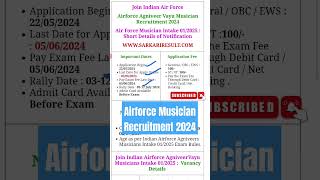 Air Force Musician salary  Indian Air Force Recruitment 2024 for female Air Force Recruitment 2024 [upl. by Kerr]