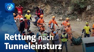 Indien 41 eingeschlossene Arbeiter aus Tunnel gerettet [upl. by Sink]