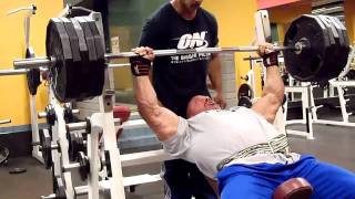 Stan Efferding quotRhinoquot 495 pound incline bench press x 5 reps [upl. by Inafetse]