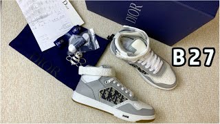 Dior B27 High Top Sneaker Gray Unboxing amp Review [upl. by Nielsen]