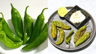 How to Air Fry Charred or Blistered Shishito or Anaheim Peppers Video Recipe  Bhavnas Kitchen [upl. by Eneliak1]