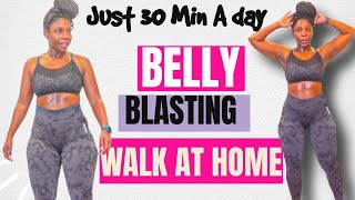 DO THIS EVERY MORNING TO BLAST BELLY FAT 30 MIN INDOOR WALK AB FOCUSED BODY FOR DAYS CHALLENGE [upl. by Nasas]