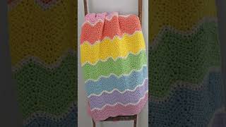 Rainbow Sherbet Ripple Baby Blanket Crochet Pattern Lightweight Cotton Bernat Baby Yarn crochet [upl. by Botsford]