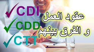 عقود العمل  CDI  CDD  CTT والفرق بينهم [upl. by Haibot]