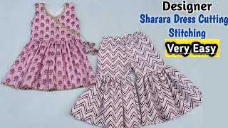 Very Easy Baby Sharara Dress Cutting and StitchingDesigner Baby Girl Dress Cutting and stitching [upl. by Nomrej]