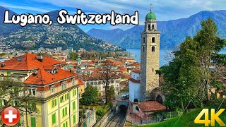 Lugano Switzerland Walking tour 4K  The most beautiful Swiss cities  A Fairytale city [upl. by Hadeehuat]