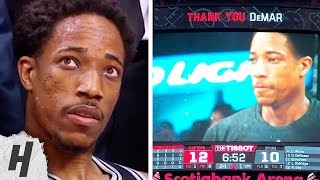 DeMar DeRozan Watches His Tribute Video amp Gets Standing Ovation  Spurs vs Raptors  Feb 22 2019 [upl. by Dunning414]