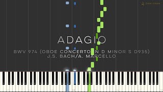 Bach Marcello Adagio Piano Tutorial Synthesia BWV 974 after Concerto for Oboe in D Minor S D935 [upl. by Jacinthe]