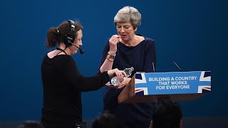 Great expectorations Theresa May battles a conference coughing fit [upl. by Waldack]