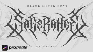 Sagerange Font in Procreate Best Blackmetal Font [upl. by Dulce]