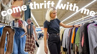 come thrift with me EXTRAVAGANZA I went to 5 different thrift stores  try on thrift haul [upl. by Ode431]