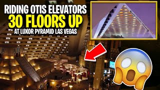 Riding Otis Elevators 30 Floors Up At Luxor Pyramid Las Vegas Nevada Inclinator Funicular Elevators [upl. by Reina]