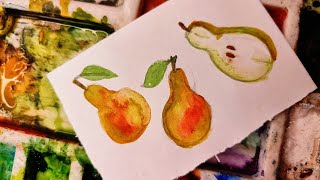 Fruit illustration with watercolors 🍐 [upl. by Durwin]