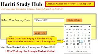 CalendarExtender Control Using Ajax Toolkit in AspNet C  Hindi  Free Online Learning Classes [upl. by Otilesoj28]