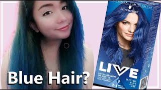 DYEING MY HAIR BLUE  Schwarzkopf Live  095 Electric Blue [upl. by Norrahs]