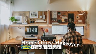 Home office makeover on low budget with IKEA hacks Office for 2 [upl. by Estus]