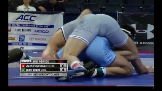 141lbs Zach Finesilver vs Joey Ward ACC Wrestling Championships [upl. by Etnoj433]