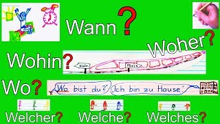 Wo Woher Wohin Wann  Welcher Dieser  Welche Diese  Welches Dieses [upl. by Honan]