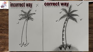 coconut tree drawing step by stepHow to draw coconut tree Easy Drawing tutorial of tree🌴art [upl. by Adnuhsal]