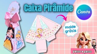 Como fazer caixa pirâmide no canva  Molde grátis  Papelaria personalizada [upl. by Starobin943]