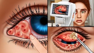 ASMR Pick up 29 pebbles under the eyelids animation  Rheum deep cleaning [upl. by Aerdnahc546]