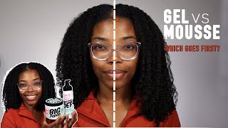 GEL VS MOUSSE WHICH GOES FIRST  wash n go styling experiment [upl. by Dadinirt]