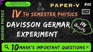 5DavissonGermers Experiment in Telugu  Modern physics  unit2 4th sem paper5 modernphysics [upl. by Skvorak87]