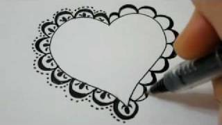 How To Draw A Lace Heart  How To Draw Fancy Lace Around a Heart [upl. by Ahtelahs]