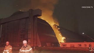 Historic Tustin hangar destroyed in fire [upl. by Etteloiv]