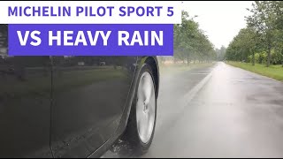 Michelin Pilot Sport 5 Summer Tires In The Wet  Standing Water and Braking [upl. by Gurney]