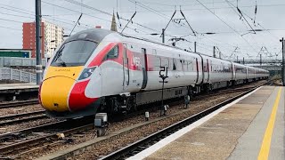 LNER Azuma 800105 At Doncaster From London KC To Aberdeen [upl. by Yadnil]