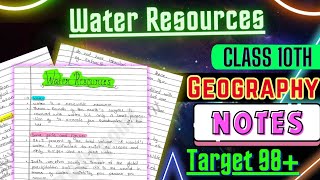 Water resources Notes Class 10 CBSE  Toppers Notes Geography Chapter 3 Edustudypoint [upl. by Corb]