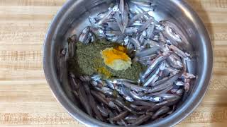 ANCHOVY Whole Small Fish Tawa Fry Recipe [upl. by Dnomed]