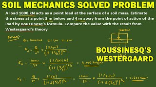 Numerical in Stress Distribution in Soils l Boussinesqs Equation for point load Problem  stress [upl. by Rubbico]