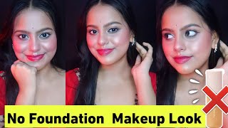 quotNo Foundation Makeup Tutorial For Brown Skin  With Red Outfit Look ❤️✨by DebopriyaBanik quot [upl. by Keiryt495]