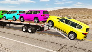 Flatbed Truck Mcqueen  Transportation with Truck  Pothole vs Car 179  BeamNGDrive [upl. by Henke]