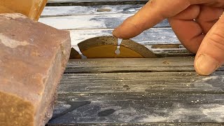 Andamooka concrete matrix opal cutting large stones on a 4 inch saw [upl. by Niwde]