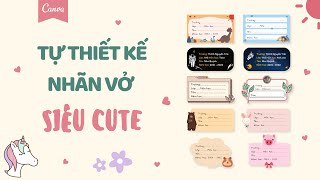 Cách thiết kế làm nhãn vở cute dễ thương siêu đơn giản bằng Canva  Canva tutorial [upl. by Deni]