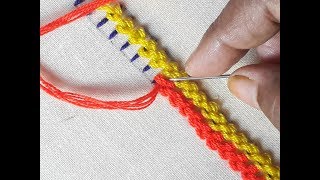 Hand embroidery Raised chain stitch  Raised chain stitch tutorial [upl. by Pernell]