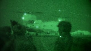 Operation Mountain Jaguar Helicopter landing at night and Afghans tending poppy plants  AiirSource [upl. by Hareemas]